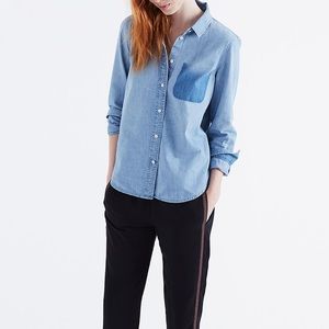 NWT Madewell Shrunken Ex-BF Shirt Shadow Pocket S